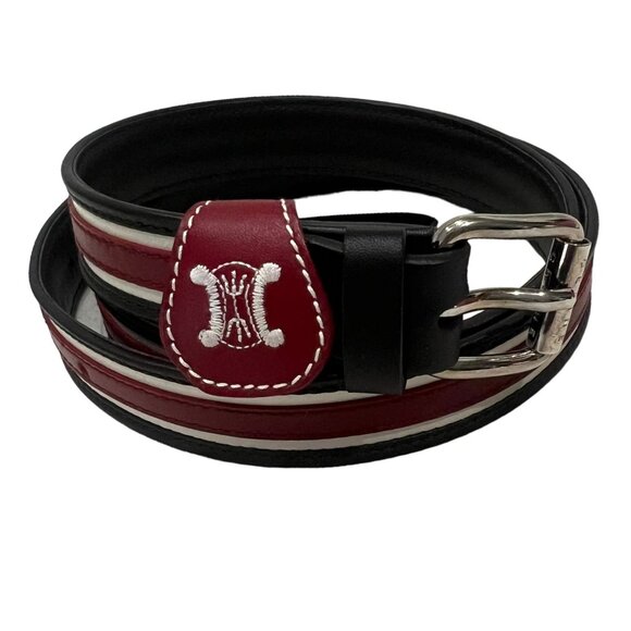 Celine Medium Brown Genuine Leather Belt With Silver Buckle #1284